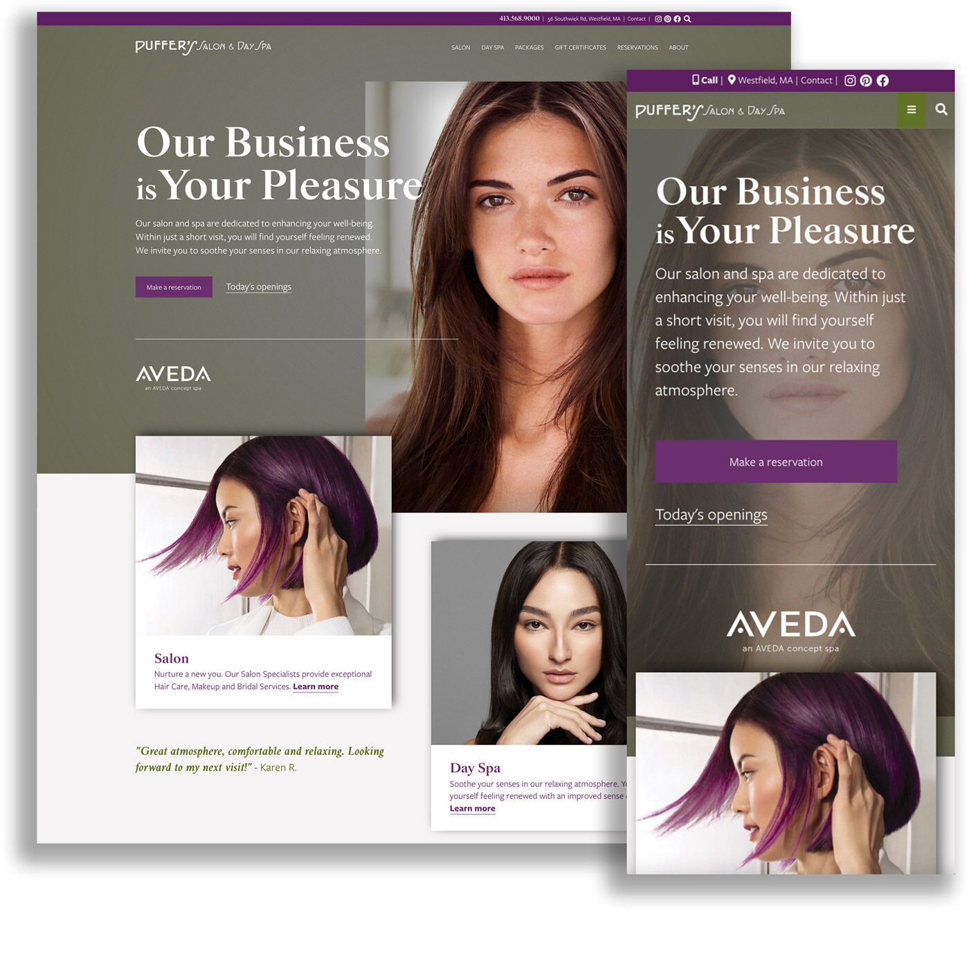 Website Design and Development for Puffer's Salon & Day Spa