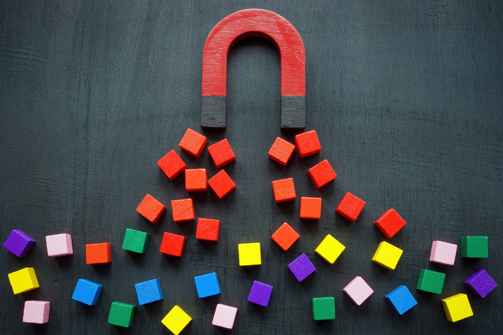 colorful-blocks-scattered-under-magnet-lead-flow