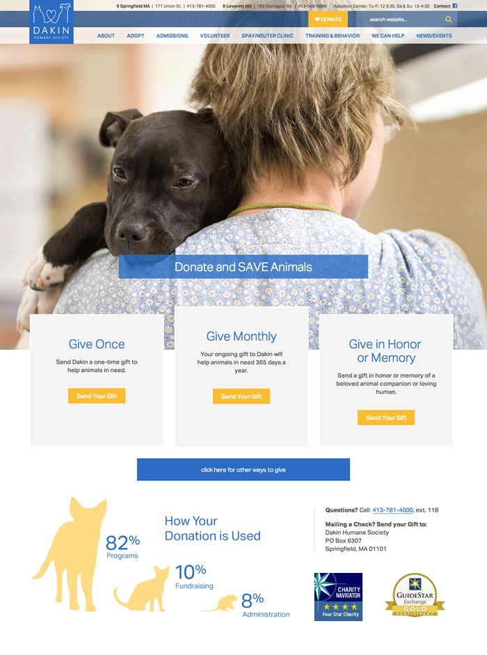 Dakin Humane Society Donate Page